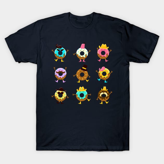 humanized donut cartoon collection T-Shirt by Mako Design 